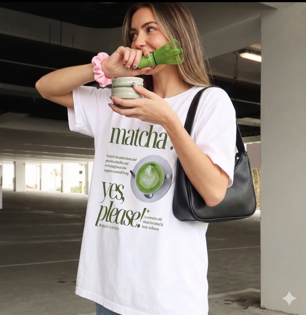 Matcha Lover Graphic T-Shirt Women Loose Cotton Short Sleeve