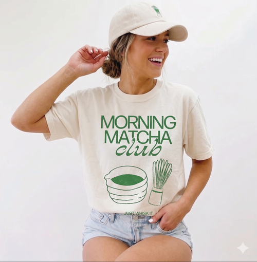 Morning Matcha Club Unisex Loose Cotton Graphic T-Shirt
