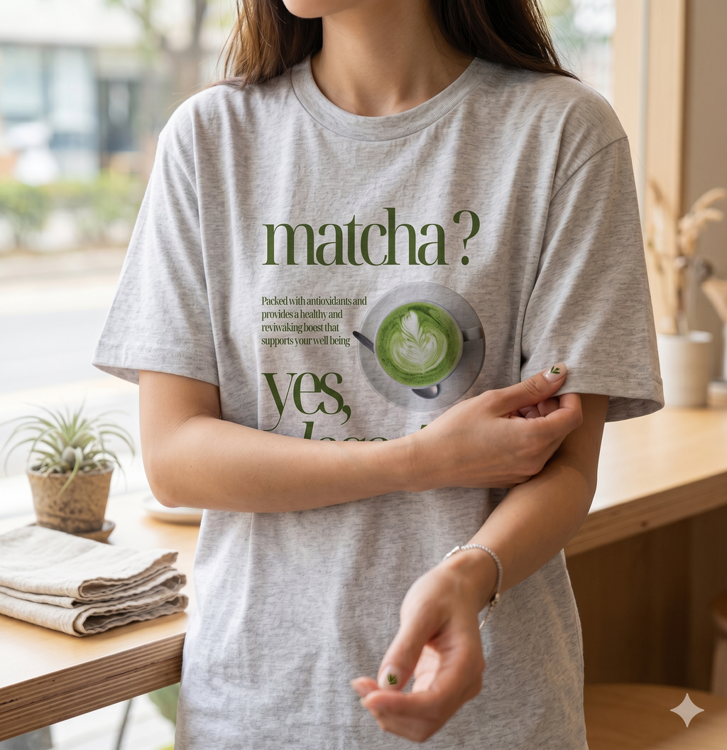 Matcha Lover Graphic T-Shirt Women Loose Cotton Short Sleeve